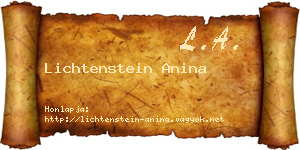 Lichtenstein Anina névjegykártya